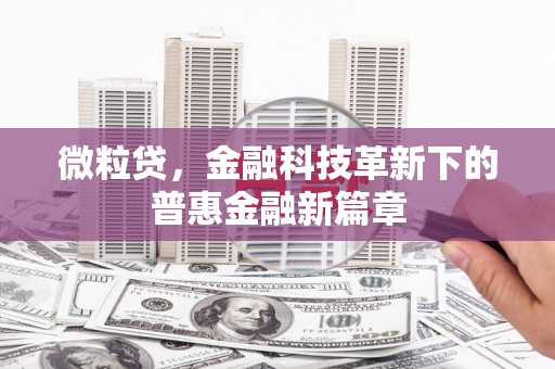 公安微粒贷，金融科技革新下的普惠金融新篇章