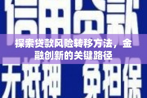 睢阳探索贷款风险转移方法，金融创新的关键路径