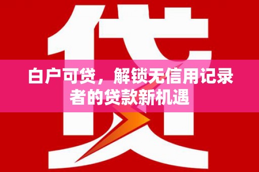 哈尔滨白户可贷，解锁无信用记录者的贷款新机遇