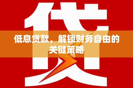 鸡东低息贷款，解锁财务自由的关键策略