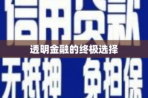 南海透明金融的终极选择